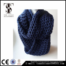 Blue color infinity girls scarf, Knitted acrylic scarf, scarf factory China